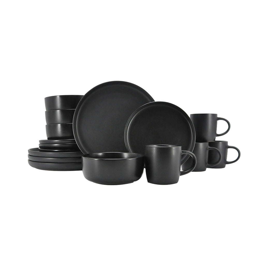 Vajilla De Ceramica Negro 16 Piezas Moderna 4 Personas Kb-28