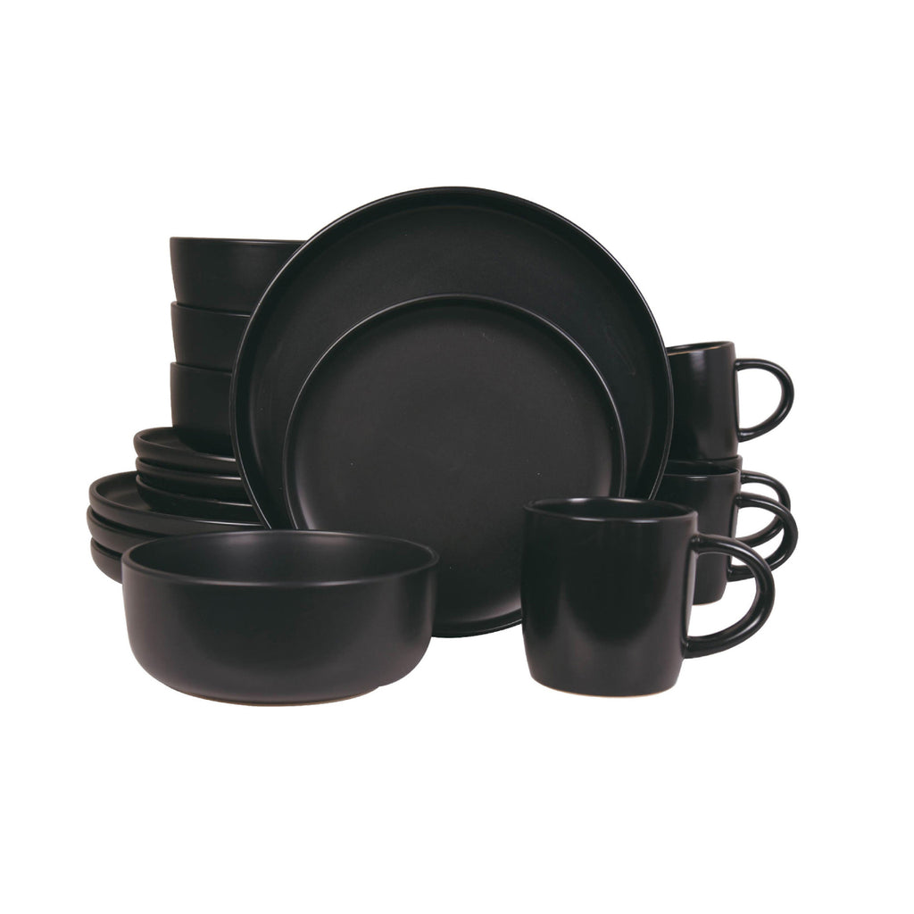 Vajilla De Ceramica Negro 16 Piezas Moderna 4 Personas Kb-28