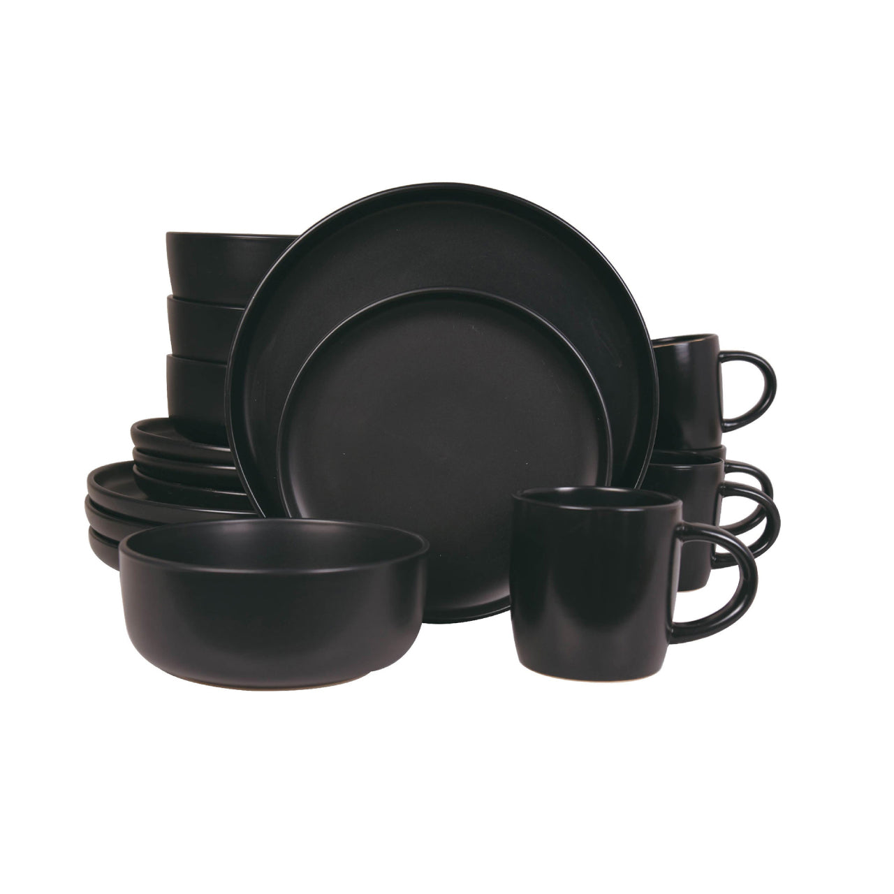 Vajilla De Ceramica Negro 16 Piezas Moderna 4 Personas Kb-28