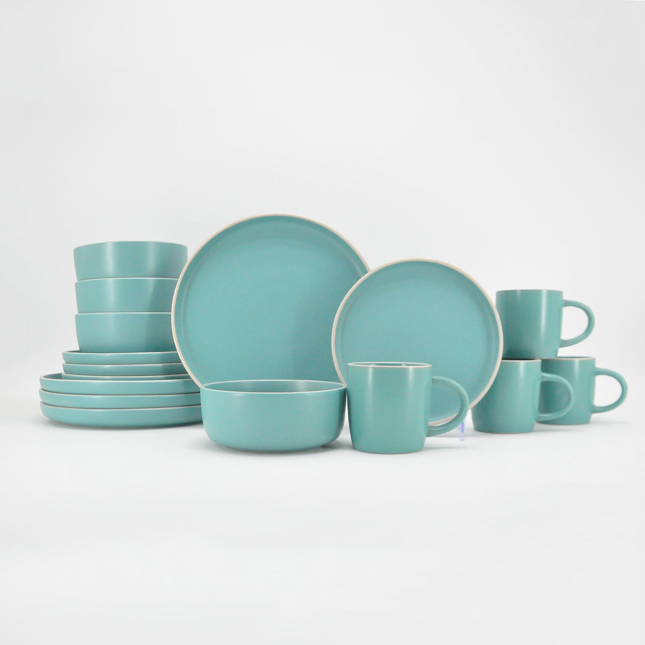 Vajilla De Ceramica Azul 16 Piezas Moderna 4 Personas Kb-29