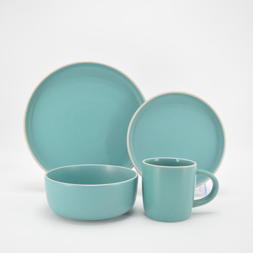 Vajilla De Ceramica Azul 16 Piezas Moderna 4 Personas Kb-29