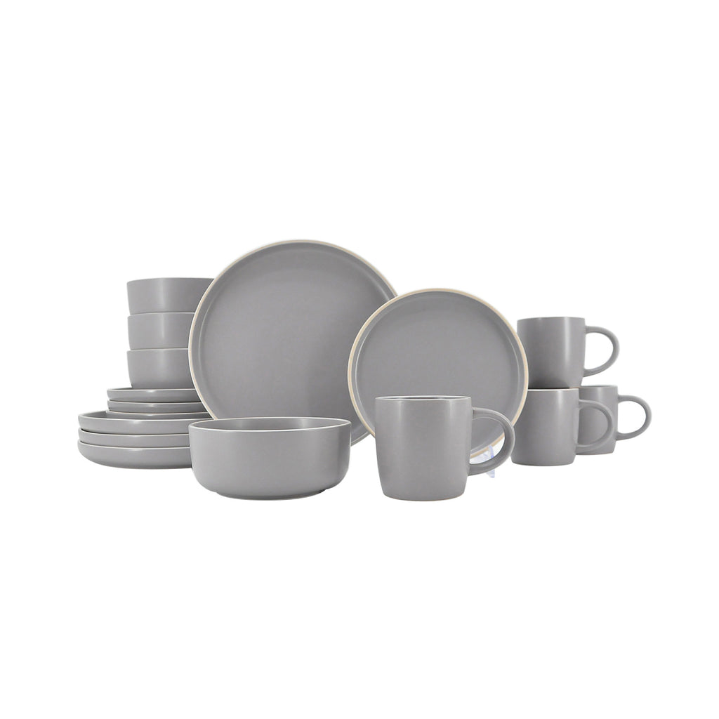 Vajilla De Ceramica Gris 16 Piezas Moderna 4 Personas Kb-026