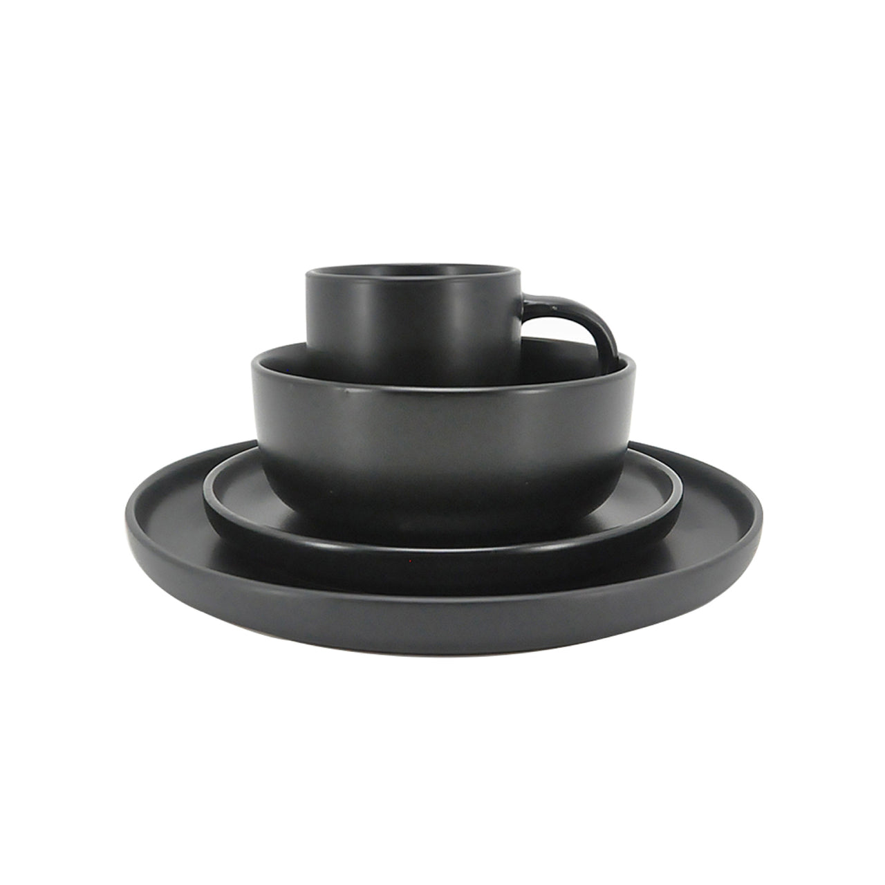 Vajilla De Ceramica Negro 16 Piezas Moderna 4 Personas Kb-28