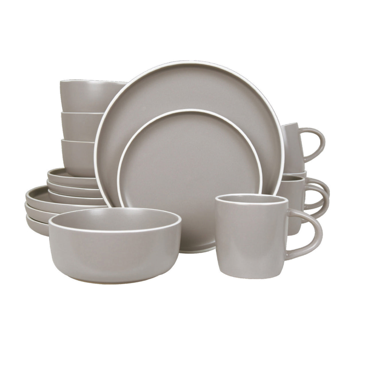 Vajilla De Ceramica Gris 16 Piezas Moderna 4 Personas Kb-026