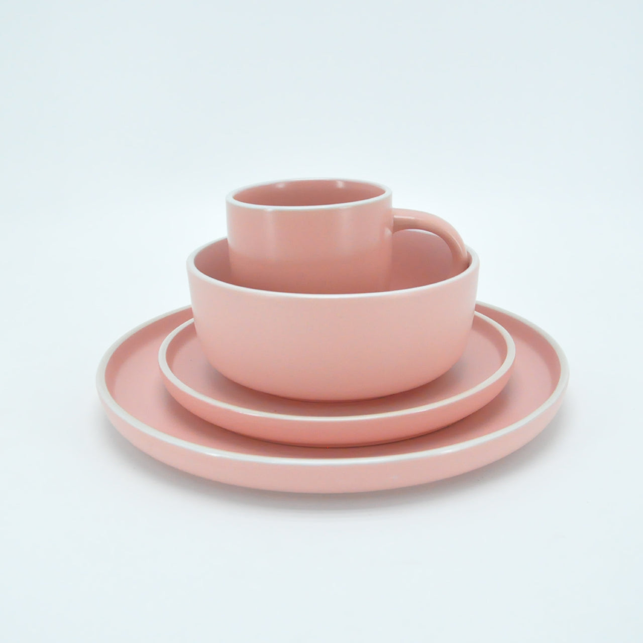 Vajilla De Ceramica Rosa 16 Piezas Moderna 4 Personas Kb-025