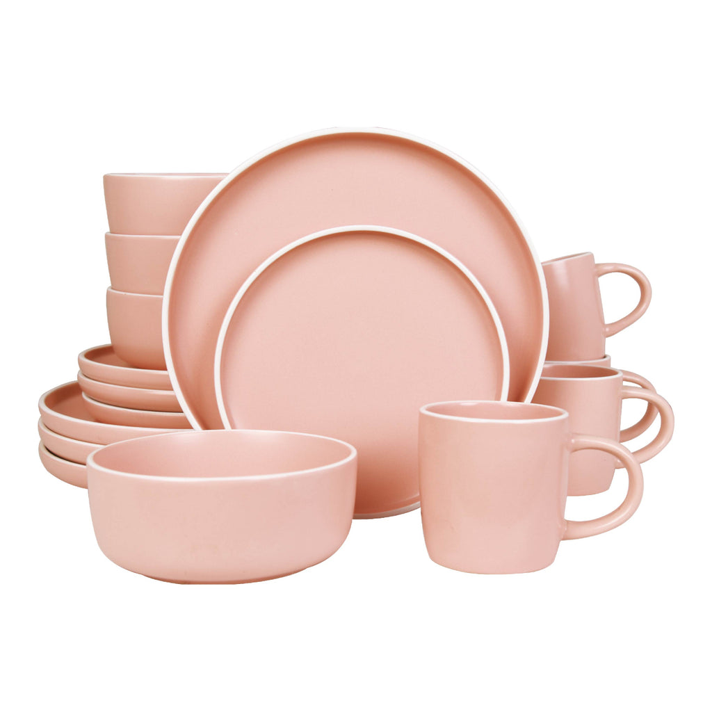Vajilla De Ceramica Rosa 16 Piezas Moderna 4 Personas Kb-025