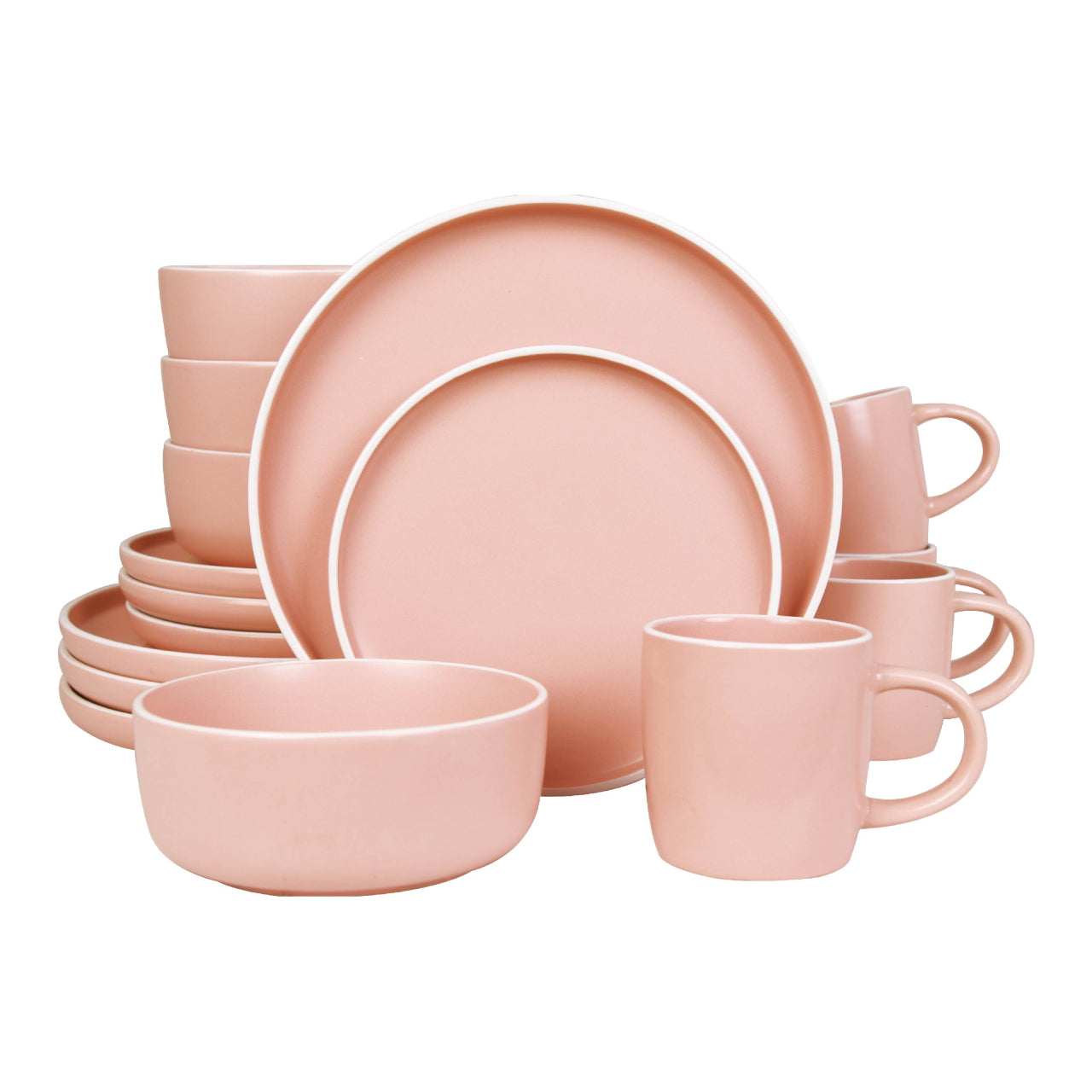 Vajilla De Ceramica Rosa 16 Piezas Moderna 4 Personas Kb-025