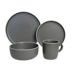 Vajilla De Ceramica Gris Obscuro 16 Piezas 4 Personas Kb-108