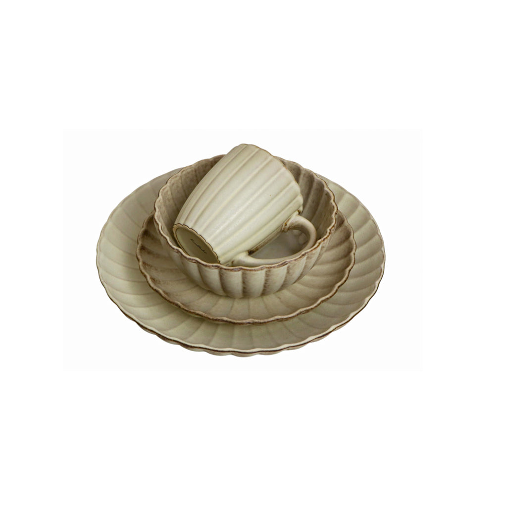 Vajilla De Ceramica 16 Piezas Para 4 Personas Color Arena Moderna