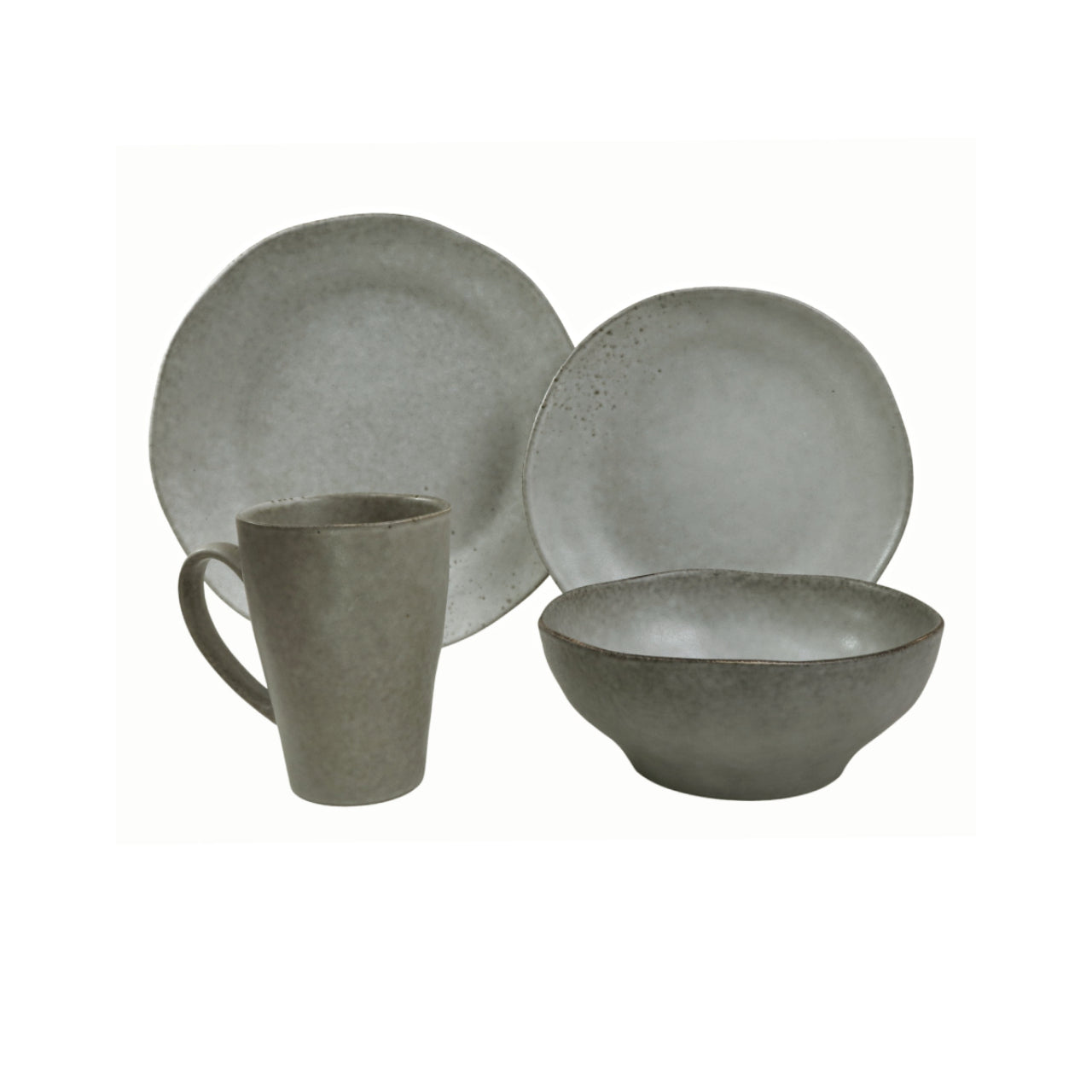 Vajilla De Ceramica 16 Piezas Para 4 Personas Acabo Rustico Gris Claro Rustica