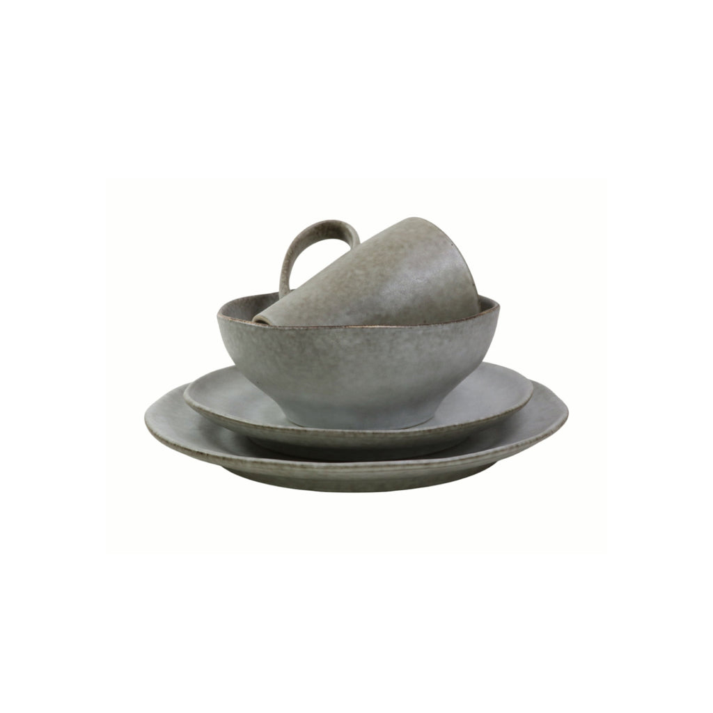 Vajilla De Ceramica 16 Piezas Para 4 Personas Acabo Rustico Gris Claro Rustica