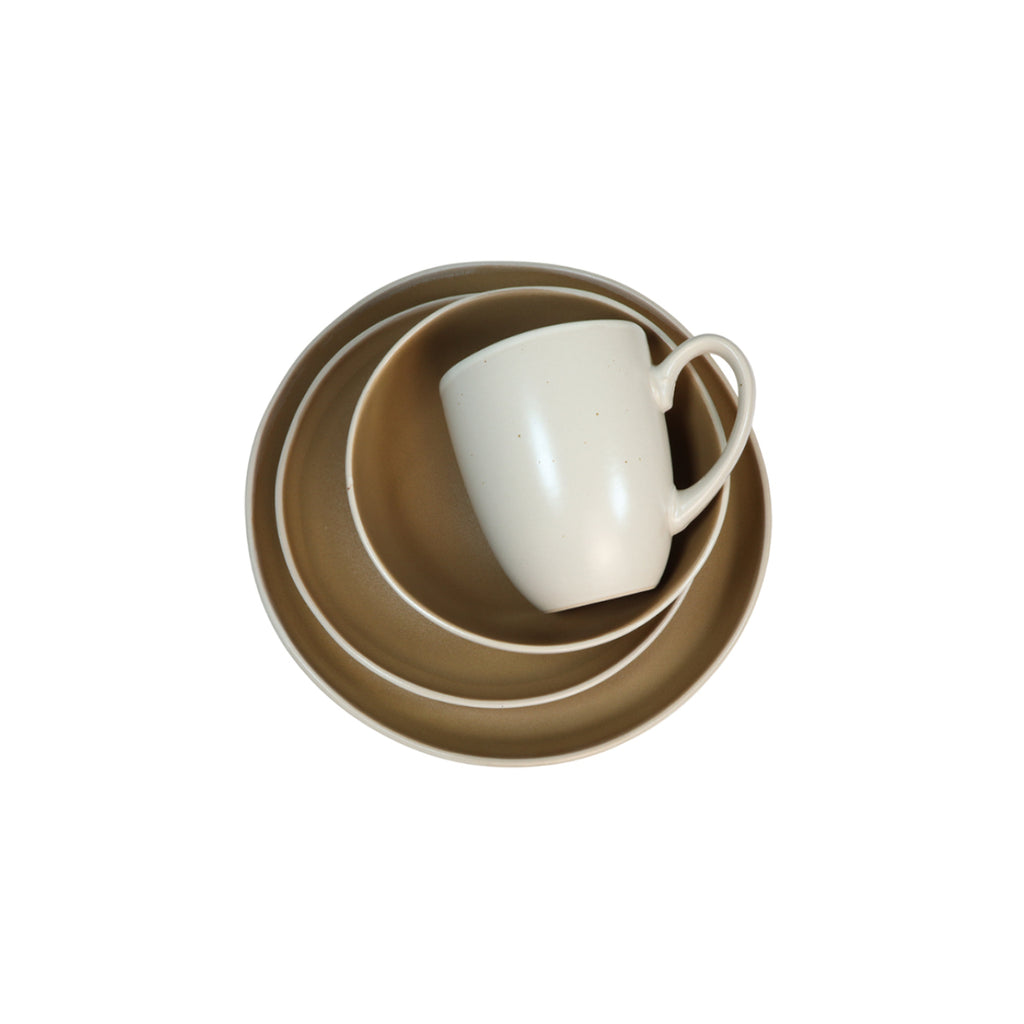 Vajilla De Ceramica 16 Piezas Para 4 Personas Moderna Color Mostaza