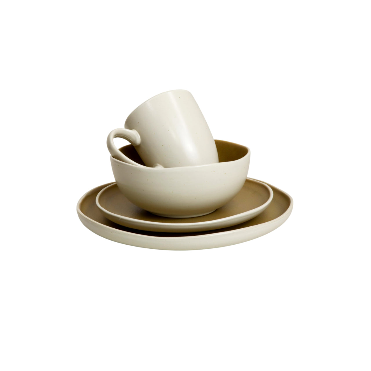 Vajilla De Ceramica 16 Piezas Para 4 Personas Moderna Color Mostaza