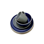 Vajilla Gris Y Azul De Ceramica Para 4 Personas 16 Piezas