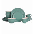 Vajilla De Ceramica Color Glaze Verde Para 4 Personas 16pz Azul Petróleo Texturizado Con Relieve