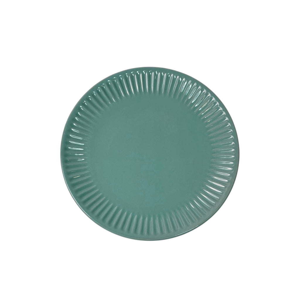 Vajilla De Ceramica Color Glaze Verde Para 4 Personas 16pz Azul Petróleo Texturizado Con Relieve