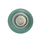 Vajilla De Ceramica Color Glaze Verde Para 4 Personas 16pz Azul Petróleo Texturizado Con Relieve