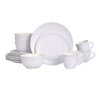 Juego De Vajilla Ceramica Color Blanca Para 4 Personas Con Textura