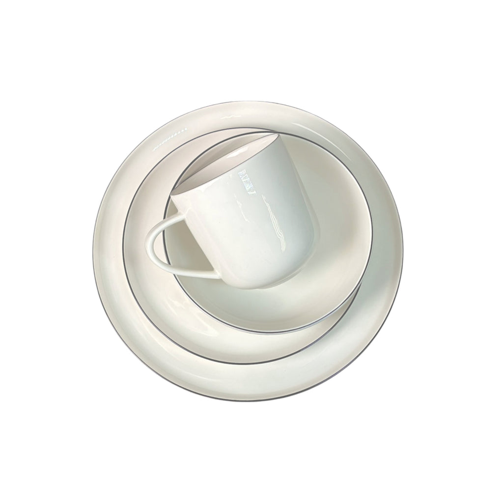 Vajilla De Porcelana Blanca Borde Negro 16pz Para 4 Personas