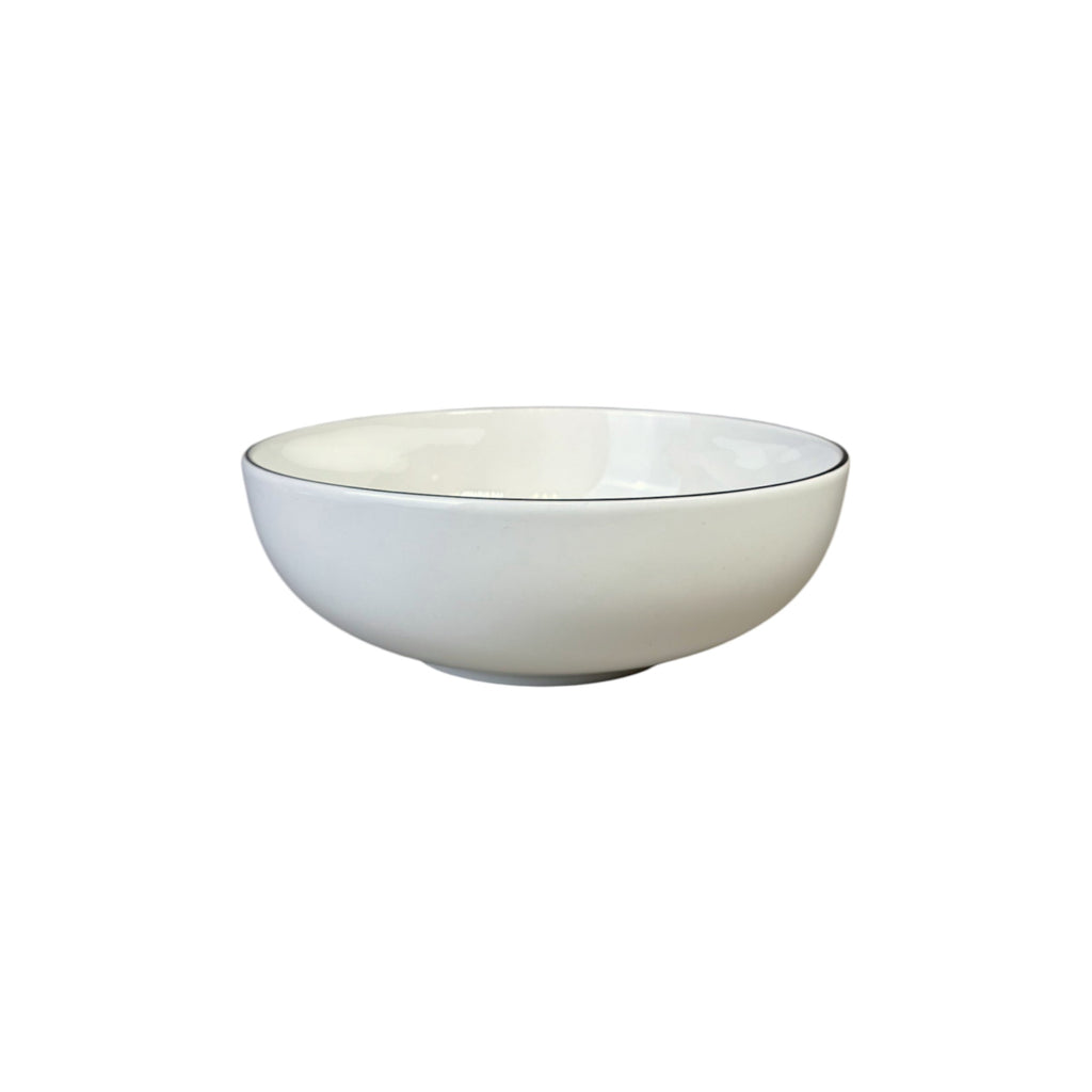 Vajilla De Porcelana Blanca Borde Negro 16pz Para 4 Personas