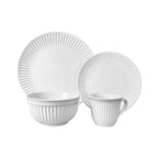 Juego De Vajilla Ceramica Color Blanca Para 4 Personas Con Textura