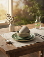 Vajilla De Ceramica Verde Pistache 16 Piezas Para 4 Personas Acabo Moderno