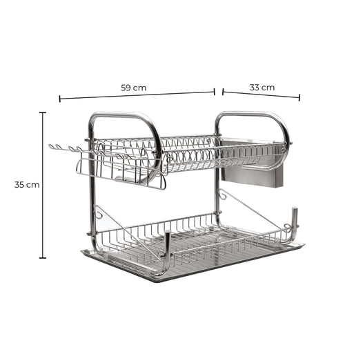 Escurridor De Platos Acero Inoxidable 2 Pisos Sk-1002