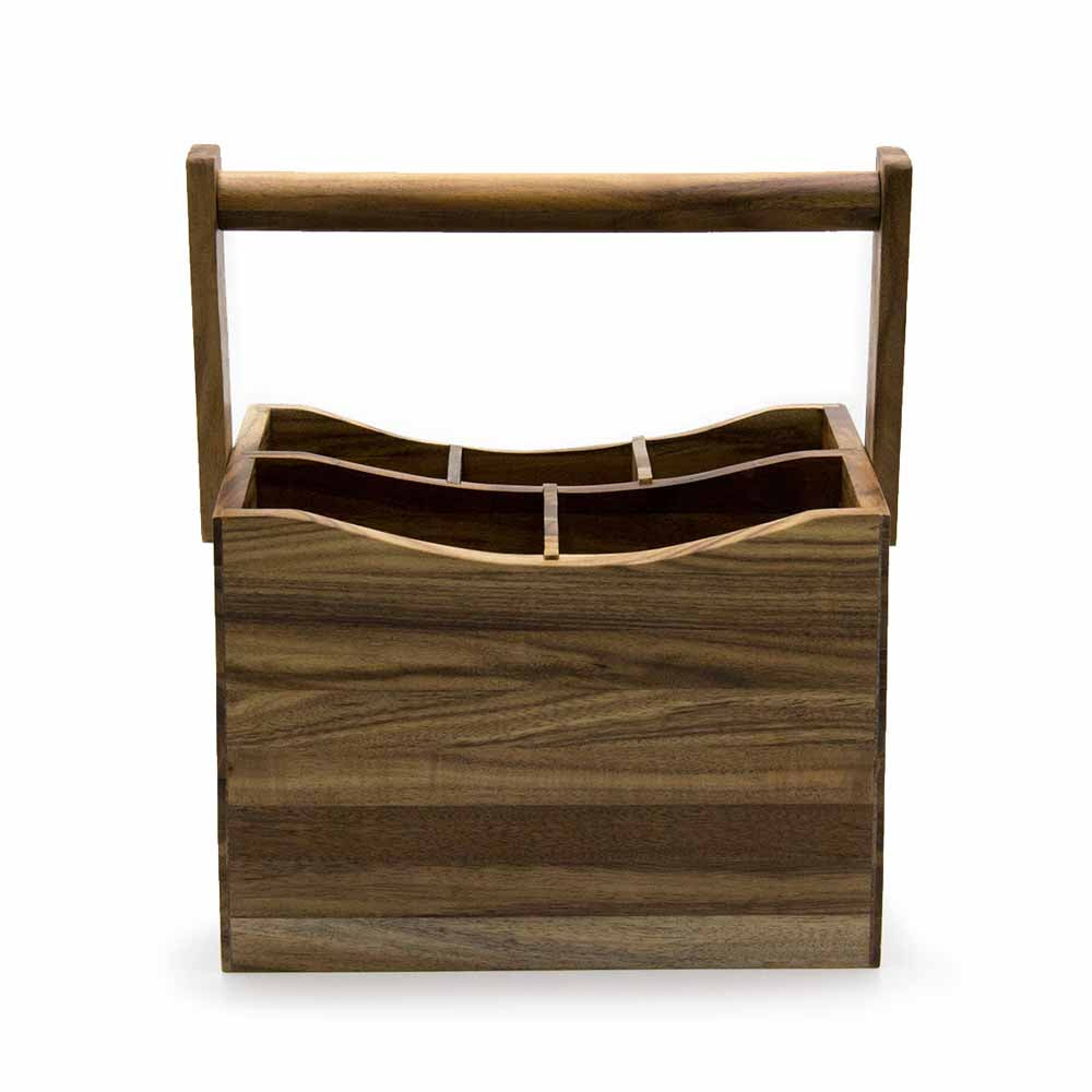 Porta Cubiertos Grande De Madera Natural Acacia Sw-04
