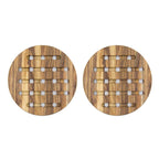 Set 2 Porta Caliente Redondo De Madera Natural Acacia Sw-01