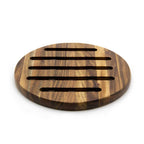 Set 2 Porta Caliente Redondo De Madera Natural Acacia Sw-01
