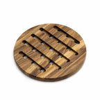 Set 2 Porta Caliente Redondo De Madera Natural Acacia Sw-01