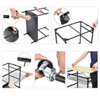 Carrito De Cocina De Acero y Madera Con Asas Y Ruedas