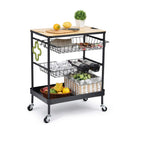 Carrito De Cocina De Acero y Madera Con Asas Y Ruedas